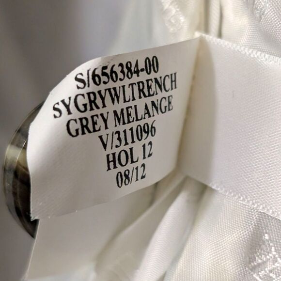 Banana Republic Grey Melange Wool Blend Petite Trench Coat w/Belt Women's S - Picture 9 of 10